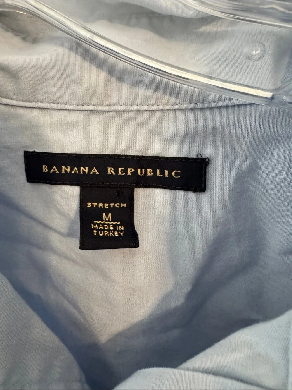 👚Banana Republic Cotton Woven Solid Blue Button-Up Point Collar Short Sleeve M